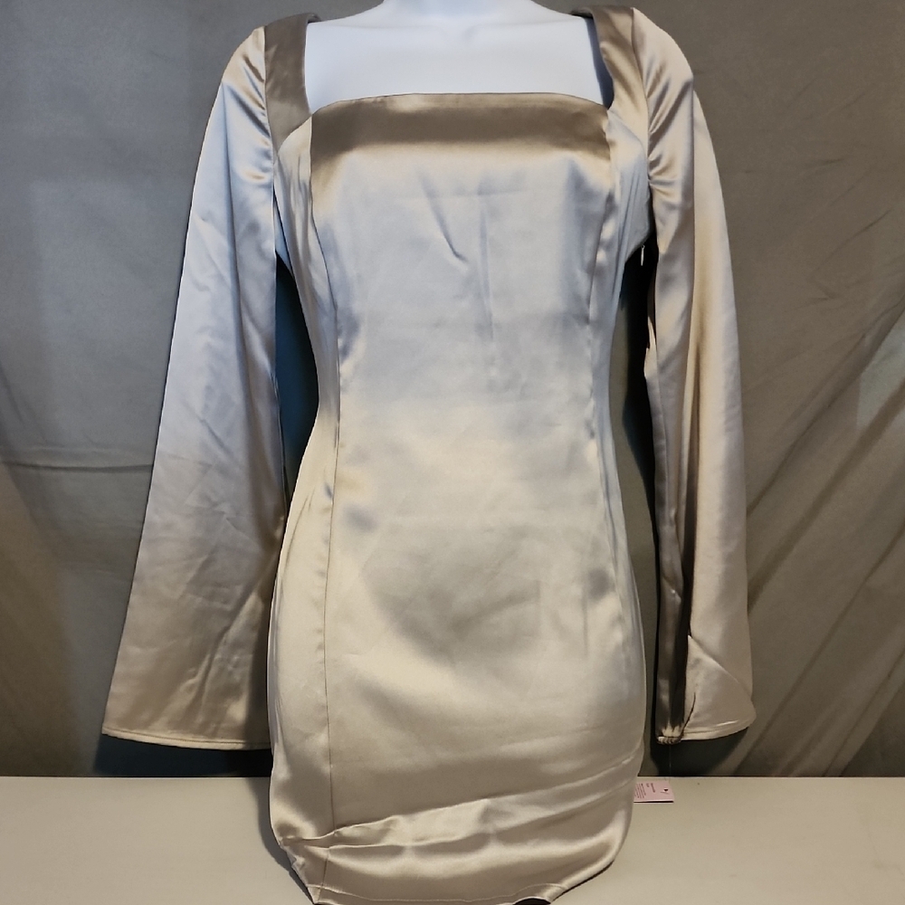 Chic NWT Silver Long Sleeve Dress